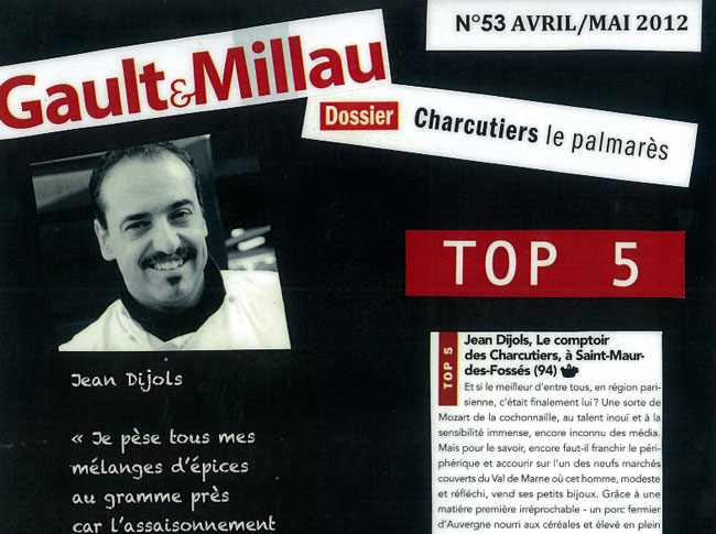 ELU DANS LE TOP 5 DES MEILLEURS CHARCUTIERS DE FRANCE PAR LE GAULT & MILLAU